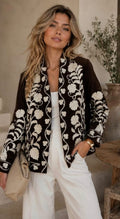 Chaqueta Bordada Reversible Marrón