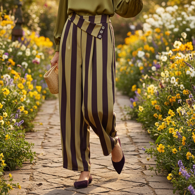 Pantalón Estefanía Pistacho y Marrón