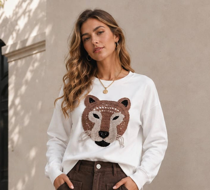 Sudadera Ganchillo Lobo marrón