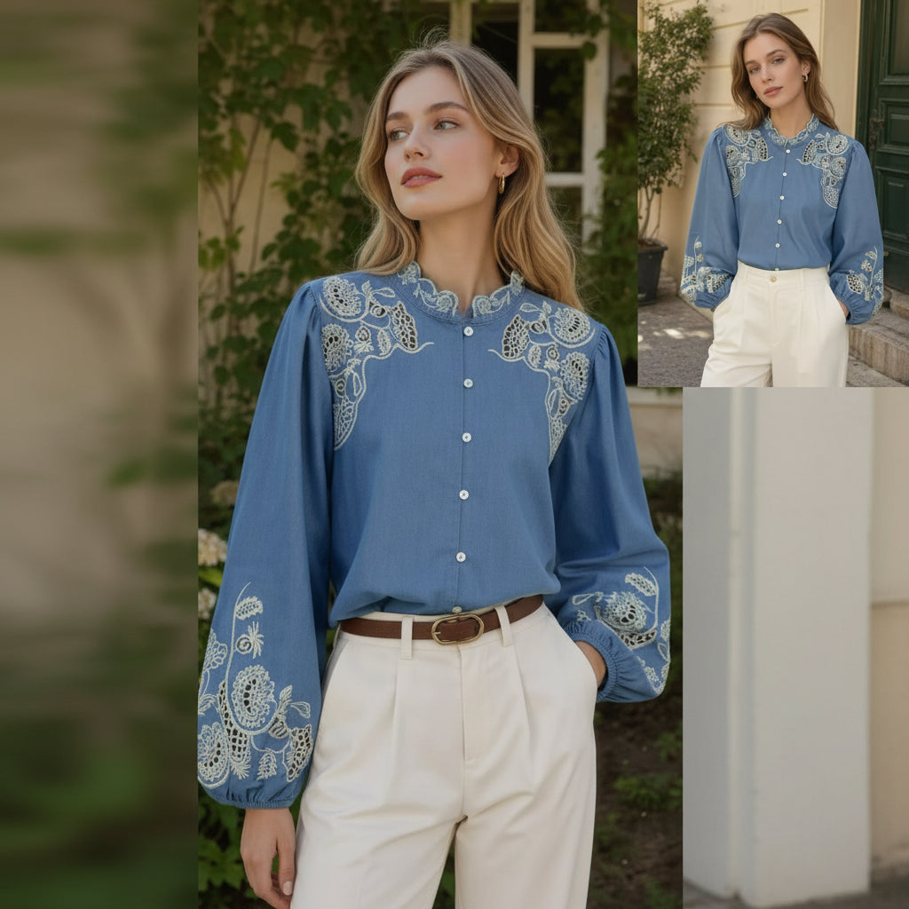 Camisa Vaquera Bordada