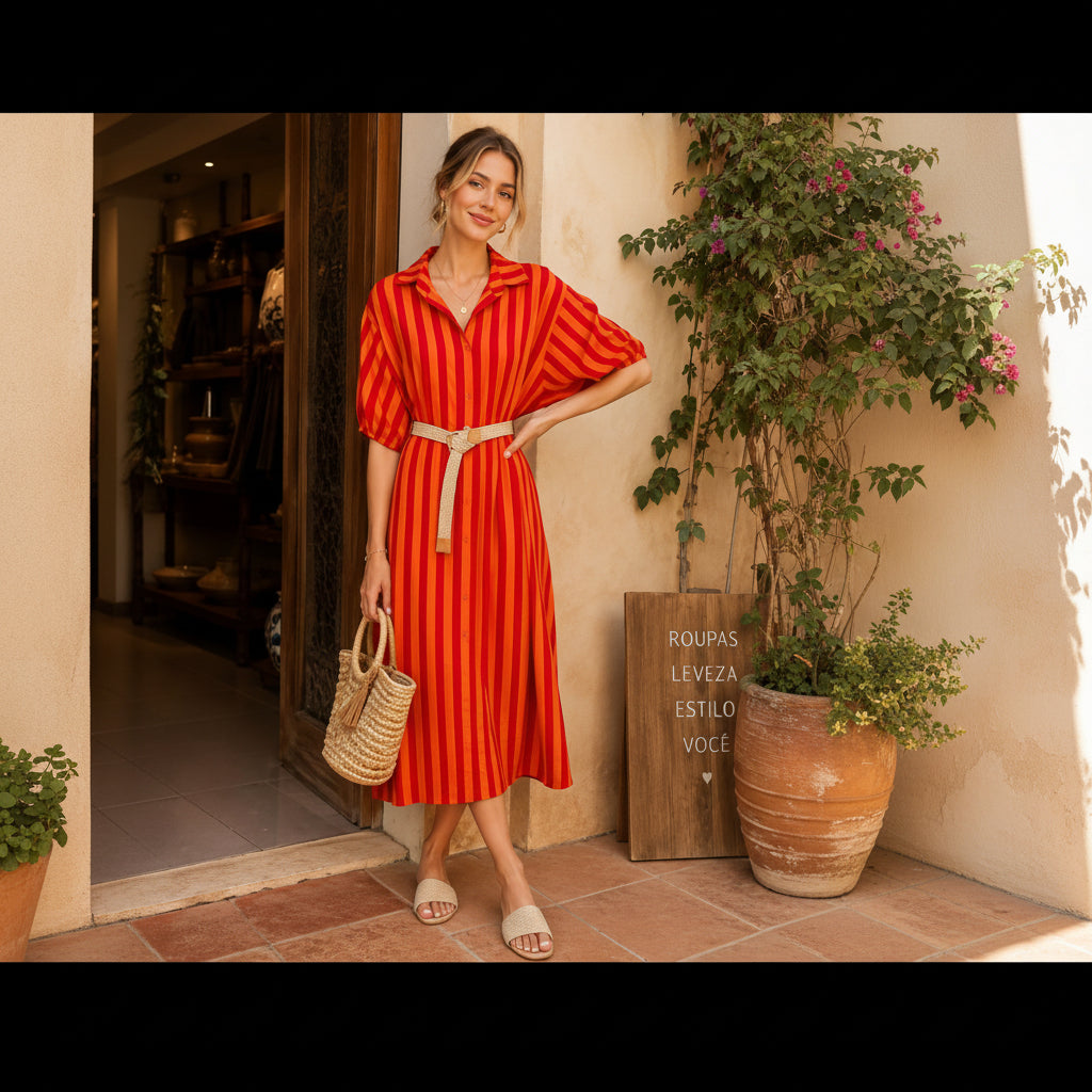 Vestido Rayas Naranja