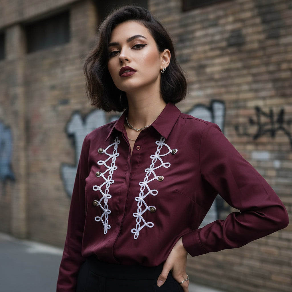 Camisa Militar Granate