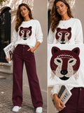 Sudadera Ganchillo Lobo buganvilla