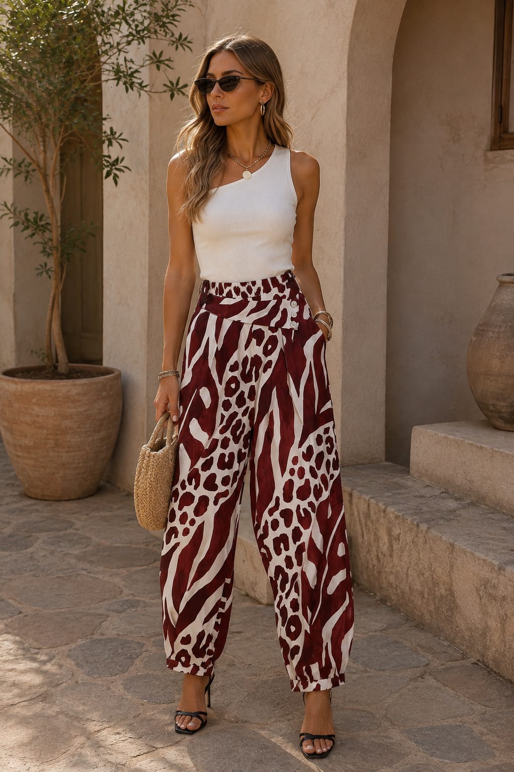 Pantalón Cebra Granate