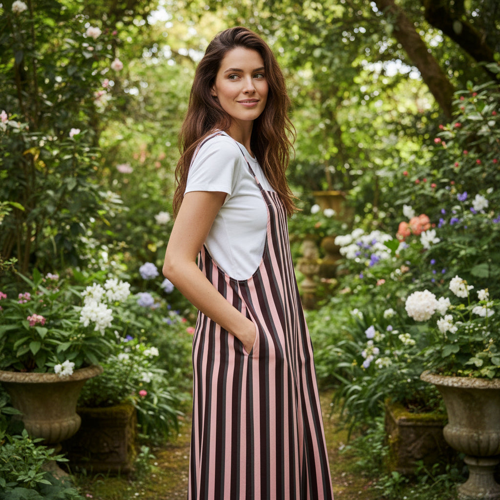 Conjunto Mono Rayas Rosa