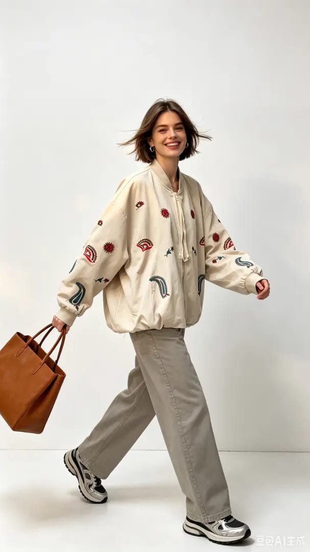 Cazadora Lorena Beige bordada