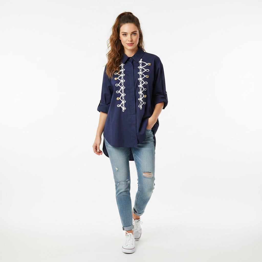 Camisa Militar Azul