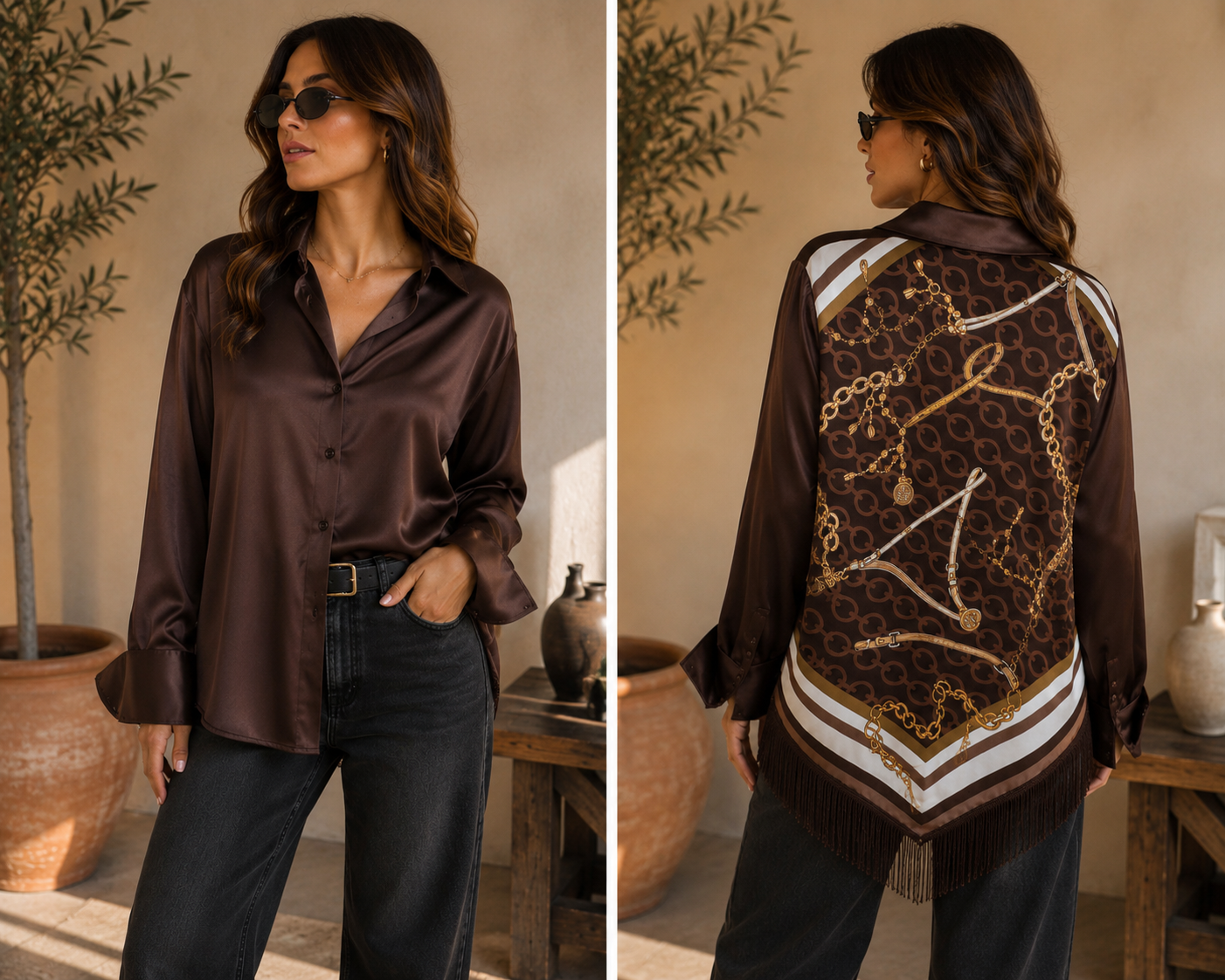 Camisa Estampada Marrón