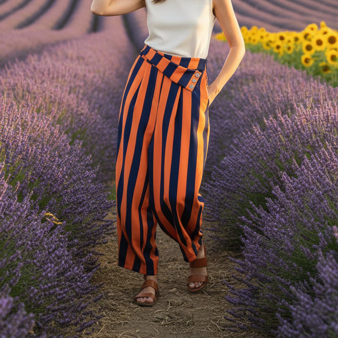 Pantalón Estefanía Naranja y Azul